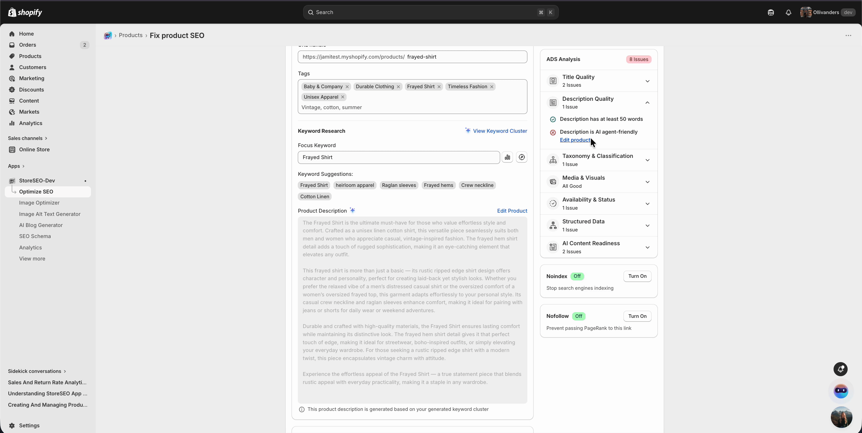 How to Do a GEO Audit of Your Shopify Store with StoreSEO 7 Audit Your Product Description