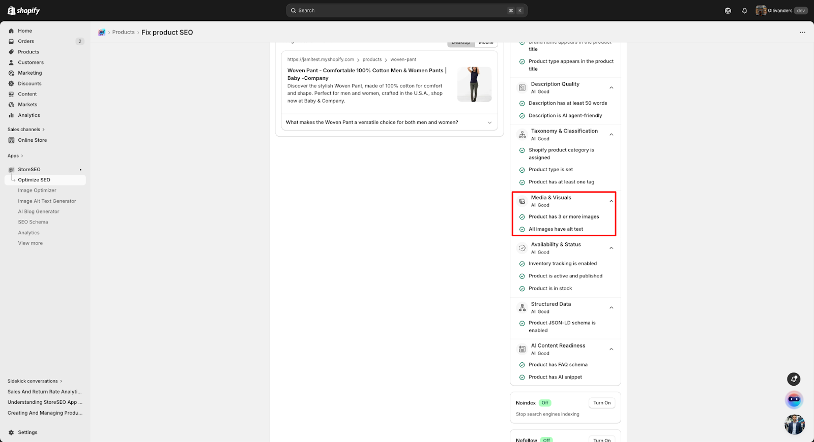 How to Do a GEO Audit of Your Shopify Store with StoreSEO 10 Audit Media and Product Images